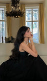 A line Strapless Black Long Prom Dresses Party Dress SD2261