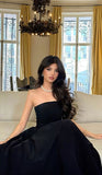 A line Strapless Black Long Prom Dresses Party Dress SD2261
