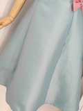 A line Strapless Blue Satin Women's Holiday Dresses Birthday Outfits SD226