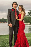 Mermaid Spaghetti Straps Burgundy Backless Prom Dresses Long Party Dress SD2270 HZ0628