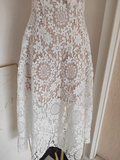 A Line Spaghetti Straps Tulle Lace White Women's Holiday Birthday Dresses SD227