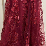 Mermaid Spaghetti Straps Burgundy Lace Prom Dresses Long Party Dress SD2287 HZ0628