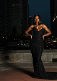 Mermaid Sweetheart Sequin Slit Black Long Prom Dresses Party Dress SD2291