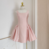 A line Straps Light Pink Satin Short Homecoming Dresses Birthday Outfits SD229