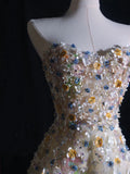 A line Sweetheart Tulle Floral Long Prom Dresses Evening Gowns SD2332