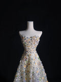 A line Sweetheart Tulle Floral Long Prom Dresses Evening Gowns SD2332