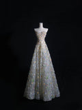 A line Sweetheart Tulle Floral Long Prom Dresses Evening Gowns SD2332