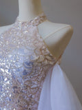 Mermaid High Neckline Sequin Beads Long Prom Dresses Formal Evening Dress SD2336