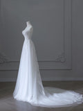 A Line Sweetheart Lace Tulle White Wedding Dresses Brides Dress SD2343