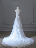 A Line Sweetheart Lace Tulle White Wedding Dresses Brides Dress SD2343