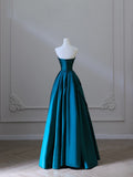 Ball Gown Sweetheart Satin Ruffles Long Prom Dresses Party Dress SD1330