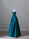 Ball Gown Sweetheart Satin Ruffles Long Prom Dresses Party Dress SD1330