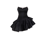 A line Strapless Black Homecoming Dresses Short Satin Birthday Outfits SD264