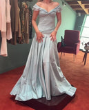Mermaid Off The Shoulder Light Sky Blue Evening Dress Prom Dresses SD2387 HZ0628