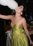 A Line Halter Green Long Satin Prom Dresses Formal Evening Dress SD2400