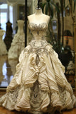 Ball Gown Strapless Floor Length White Layers Evening Dress Prom Dresses SD2415