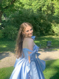 Ball Gown Straps Blue Floor Length Evening Dress Prom Dresses SD2426 HZ0628