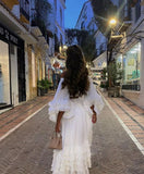 2 Pieces Off The Shoulder Long Party Dress White Prom Dresses SD2457