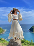 2 Pieces Off The Shoulder Long Party Dress White Prom Dresses SD2457