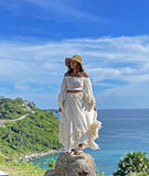2 Pieces Off The Shoulder Long Party Dress White Prom Dresses SD2457