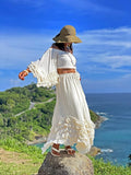 2 Pieces Off The Shoulder Long Party Dress White Prom Dresses SD2457