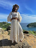 2 Pieces Off The Shoulder Long Party Dress White Prom Dresses SD2457