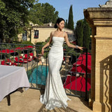 Mermaid Spaghetti Straps Long Lace Party Dresses Prom Dresses SD2461 HZ0628