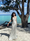 Mermaid Spaghetti Straps Long Lace Party Dresses Prom Dresses SD2461 HZ0628