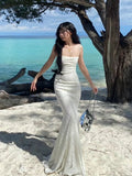 Mermaid Spaghetti Straps Long Lace Party Dresses Prom Dresses SD2461 HZ0628