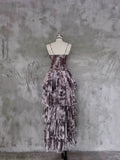 A line Spaghetti Straps Floral Long Prom Dresses Birthday Dress For Women SD246