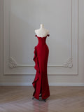 Mermaid Off The Shoulder Neckline Burgundy Sequin Long Party Dress Prom Dresses SD2478