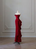 Mermaid Off The Shoulder Neckline Burgundy Sequin Long Party Dress Prom Dresses SD2478