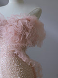 Mermaid Strapless Pink Sequin Long Evening Dress Prom Dresses SD2495