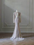 Mermaid V Neckline Long Sleeves Sequin Ruffles Long Evening Dress Prom Dresses SD2499