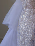 Mermaid High Neckline Sequin Ruffles Long Evening Dress Prom Dresses SD2505