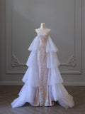 Mermaid High Neckline Sequin Ruffles Long Evening Dress Prom Dresses SD2505