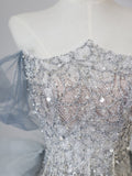 Mermaid Off The Shoulder Neckline Sequin Ruffles Long Evening Dress Prom Dresses SD2523