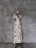 A line V Neckline Floral Long Prom Dresses Birthday Dress For Women SD252