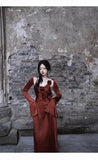 A line Spaghetti Straps Burgundy Floral Long Prom Dresses Birthday Dress With Jacket SD254