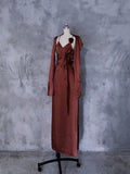 A line Spaghetti Straps Burgundy Floral Long Prom Dresses Birthday Dress With Jacket SD254