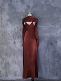 A line Spaghetti Straps Burgundy Floral Long Prom Dresses Birthday Dress With Jacket SD254