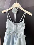 blue suspender dress women's summer new style seaside holiday beach dress SD262