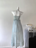 blue suspender dress women's summer new style seaside holiday beach dress SD262
