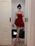 A line Strapless Red Dinner Dress Hoco Dresses Short Birthday Outfits SD267