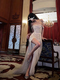 Mermaid Off The Shoulder Sequin Slit Long Prom Dress SD2704 HZ0628
