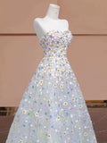 Balll Gown Sweetheart Floral Tulle Long Evening Dress Prom Dresses SD2749