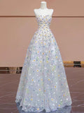 Balll Gown Sweetheart Floral Tulle Long Evening Dress Prom Dresses SD2749