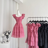 A line Sleeveless Holiday Dresses Short Ruffles Pink Birthday Outfits SD275
