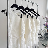 Sheath One Shoulder White Holiday Dresses Short Ruffles Birthday Outfits SD274