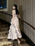 A Line Ruffles Ankle Length Pink Evening Dress Prom Dresses SD2751
